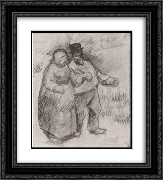 Walking Couple 20x22 Black Ornate Wood Framed Art Print Poster with Double Matting by Van Gogh, Vincent