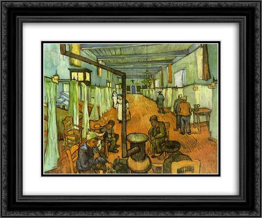 Ward in the Hospital at Arles 24x20 Black Ornate Wood Framed Art Print Poster with Double Matting by Van Gogh, Vincent