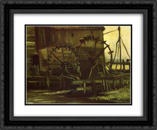 Water Wheels of Mill at Gennep 24x20 Black Ornate Wood Framed Art Print Poster with Double Matting by Van Gogh, Vincent