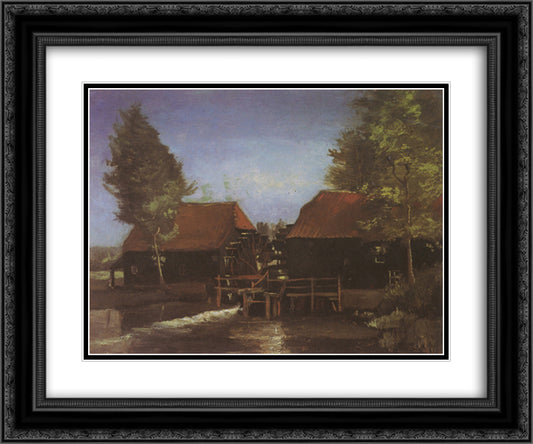Watermill in Kollen, near Nuenen 24x20 Black Ornate Wood Framed Art Print Poster with Double Matting by Van Gogh, Vincent