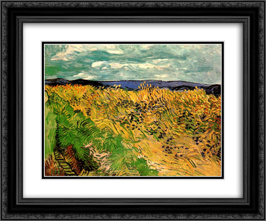 Wheat Field with Cornflowers 24x20 Black Ornate Wood Framed Art Print Poster with Double Matting by Van Gogh, Vincent