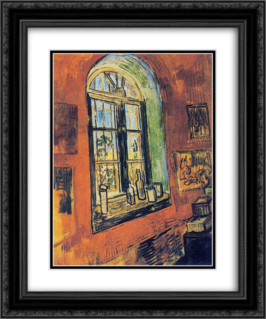 Window of Vincent's Studio at the Asylum 20x24 Black Ornate Wood Framed Art Print Poster with Double Matting by Van Gogh, Vincent