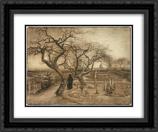 Winter Garden 24x20 Black Ornate Wood Framed Art Print Poster with Double Matting by Van Gogh, Vincent