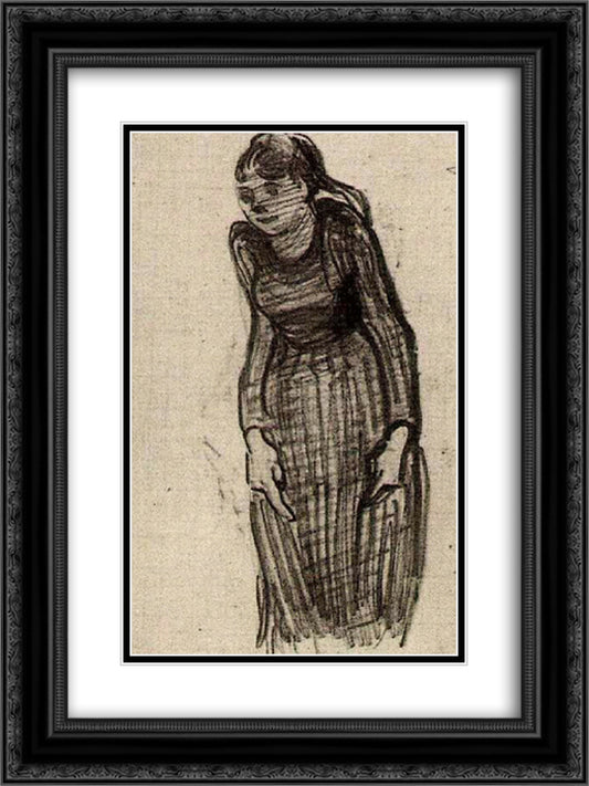 Woman Standing 18x24 Black Ornate Wood Framed Art Print Poster with Double Matting by Van Gogh, Vincent