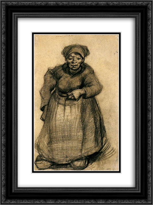 Woman with Her Left Arm Raised 18x24 Black Ornate Wood Framed Art Print Poster with Double Matting by Van Gogh, Vincent