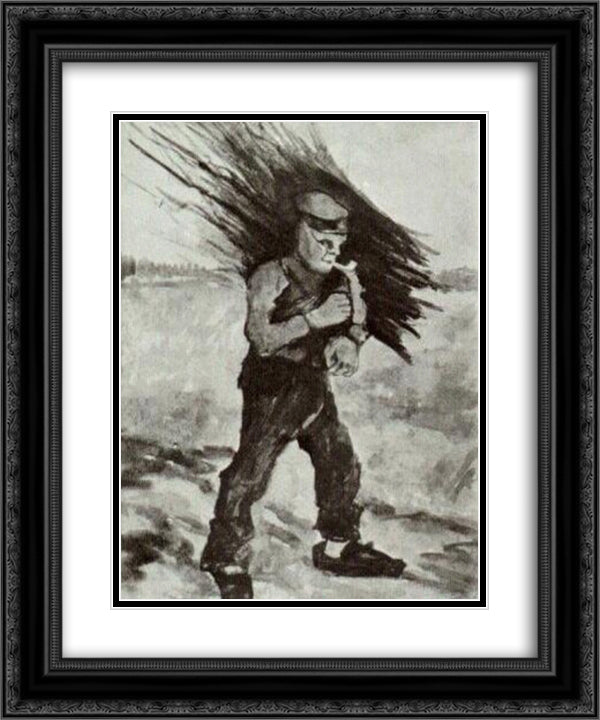 Wood Gatherer, Figure Study 20x24 Black Ornate Wood Framed Art Print Poster with Double Matting by Van Gogh, Vincent