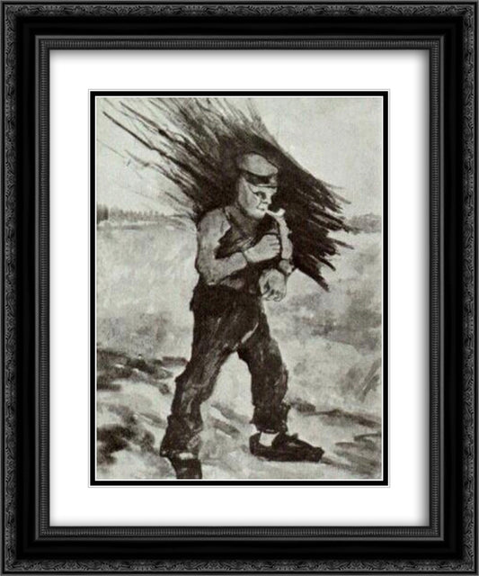 Wood Gatherer, Figure Study 20x24 Black Ornate Wood Framed Art Print Poster with Double Matting by Van Gogh, Vincent