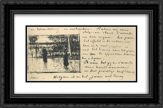 Woody Landscape After the Rain 24x16 Black Ornate Wood Framed Art Print Poster with Double Matting by Van Gogh, Vincent
