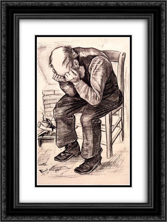 Worn Out 18x24 Black Ornate Wood Framed Art Print Poster with Double Matting by Van Gogh, Vincent