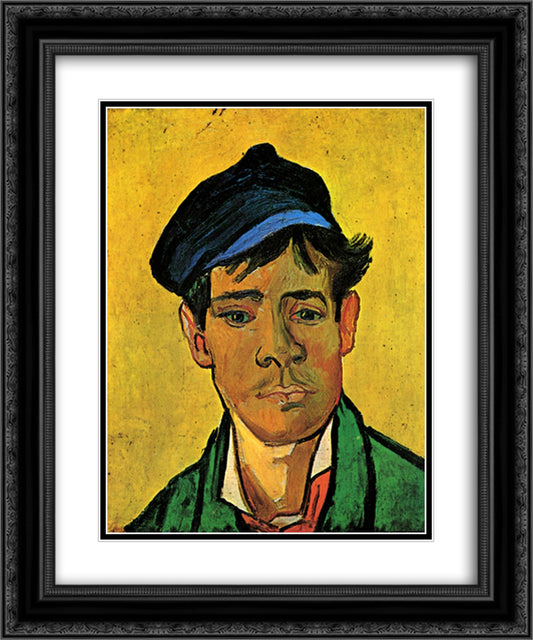 Young Man with a Hat 20x24 Black Ornate Wood Framed Art Print Poster with Double Matting by Van Gogh, Vincent