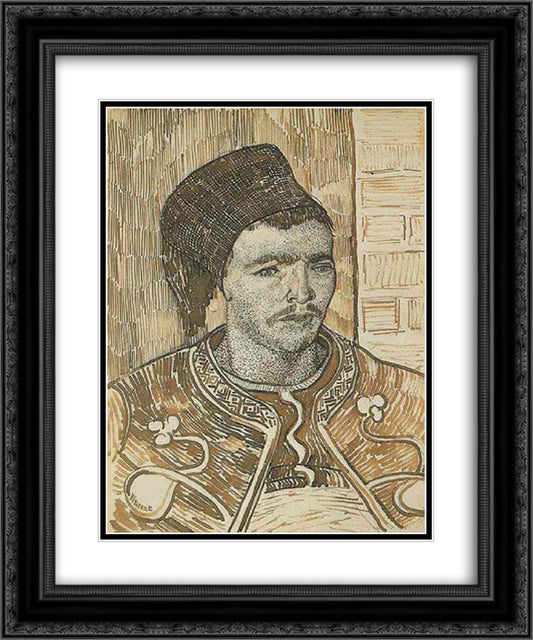 Zouave, Half-Figure 20x24 Black Ornate Wood Framed Art Print Poster with Double Matting by Van Gogh, Vincent