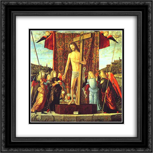 Christ with the Symbols of the Passion Surrounded by Angels 20x20 Black Ornate Wood Framed Art Print Poster with Double Matting by Carpaccio, Vittore