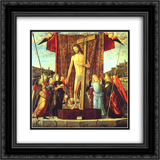 Christ with the Symbols of the Passion Surrounded by Angels 20x20 Black Ornate Wood Framed Art Print Poster with Double Matting by Carpaccio, Vittore