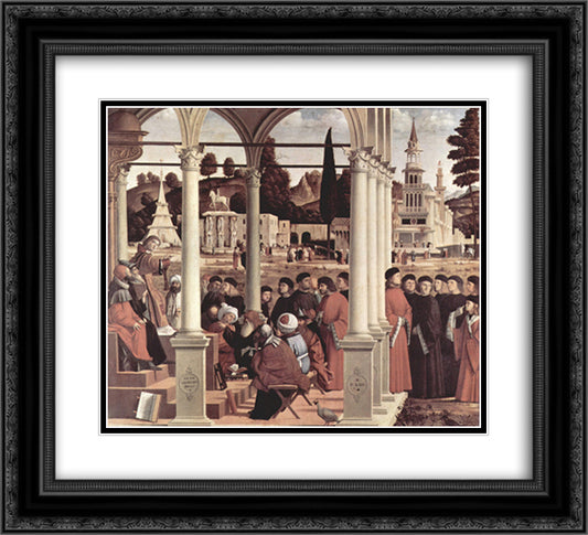 Debate of St. Stephen 22x20 Black Ornate Wood Framed Art Print Poster with Double Matting by Carpaccio, Vittore