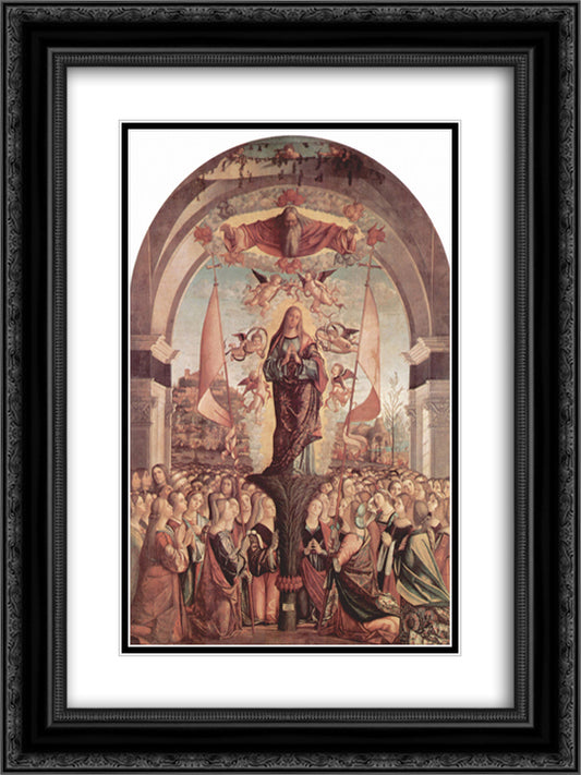 Glorification of St. Ursula and her Companions 18x24 Black Ornate Wood Framed Art Print Poster with Double Matting by Carpaccio, Vittore