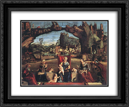 Holy Conversation 24x20 Black Ornate Wood Framed Art Print Poster with Double Matting by Carpaccio, Vittore