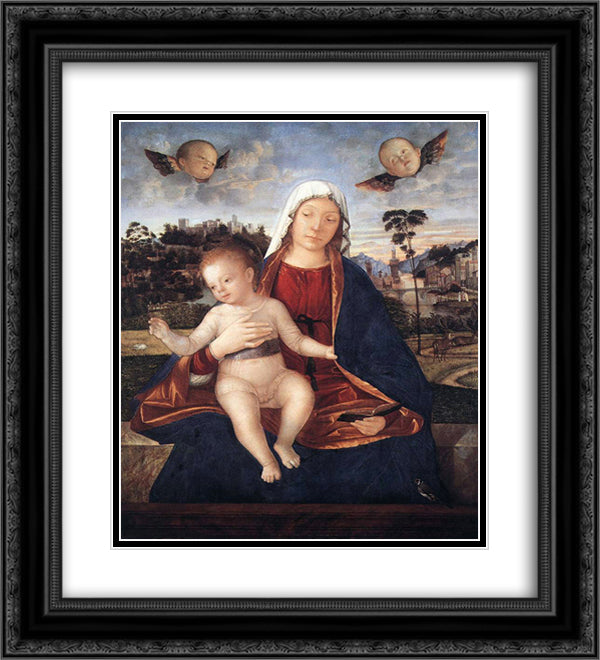 Madonna and Blessing Child 20x22 Black Ornate Wood Framed Art Print Poster with Double Matting by Carpaccio, Vittore