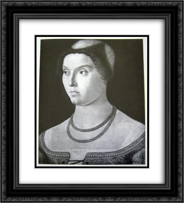 Portrait of a lady 20x22 Black Ornate Wood Framed Art Print Poster with Double Matting by Carpaccio, Vittore