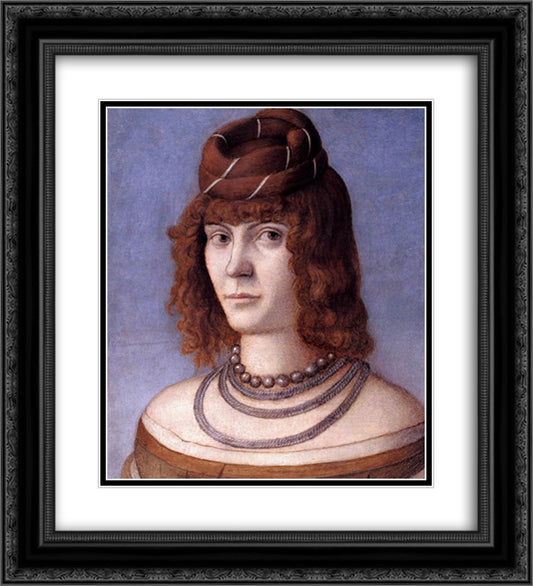 Portrait of a Woman 20x22 Black Ornate Wood Framed Art Print Poster with Double Matting by Carpaccio, Vittore