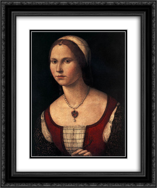 Portrait of a Young Woman 20x24 Black Ornate Wood Framed Art Print Poster with Double Matting by Carpaccio, Vittore