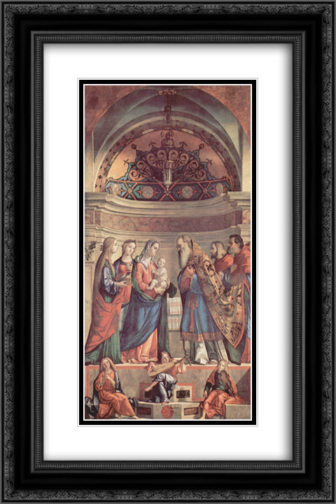 Presentation in the Temple 16x24 Black Ornate Wood Framed Art Print Poster with Double Matting by Carpaccio, Vittore