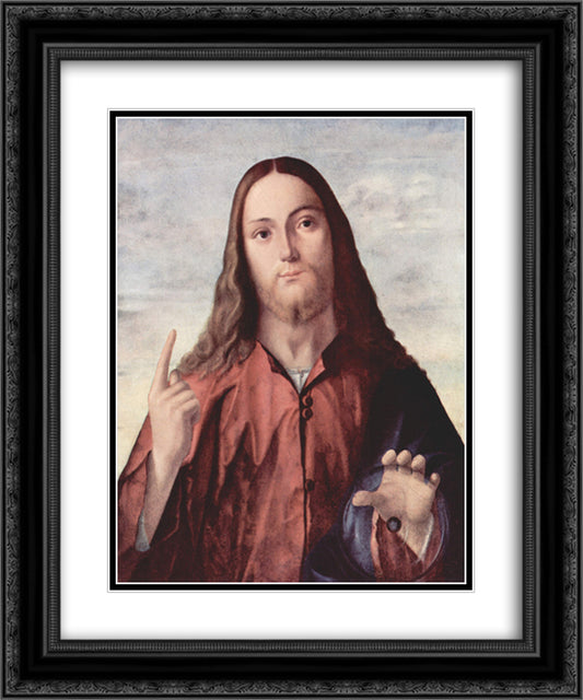 Salvator Mundi 20x24 Black Ornate Wood Framed Art Print Poster with Double Matting by Carpaccio, Vittore