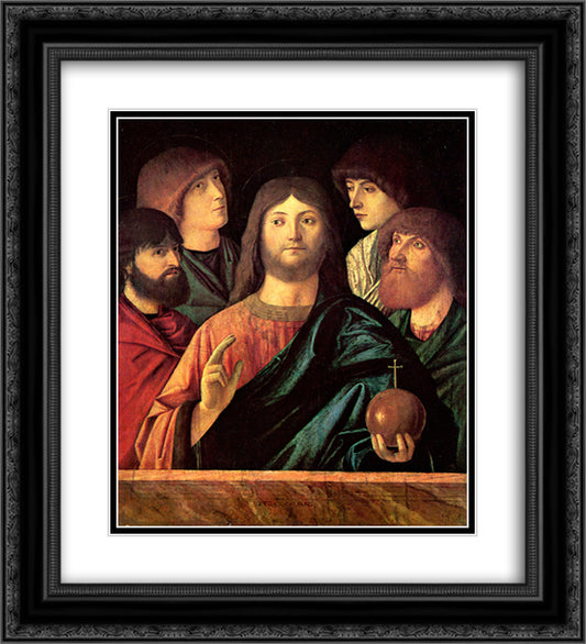 Saviour blesses the four apostles 20x22 Black Ornate Wood Framed Art Print Poster with Double Matting by Carpaccio, Vittore