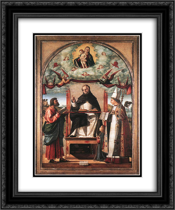 St. Thomas in Glory between St. Mark and St. Louis of Toulouse 20x24 Black Ornate Wood Framed Art Print Poster with Double Matting by Carpaccio, Vittore