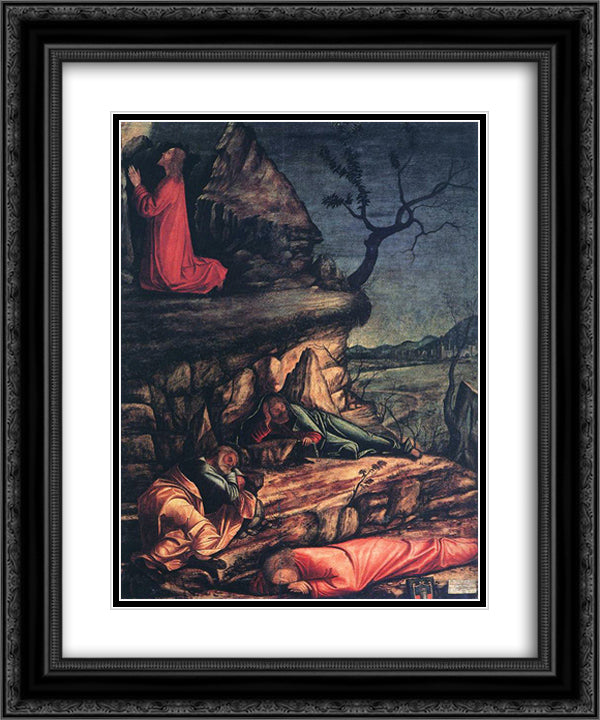 The Agony in the Garden 20x24 Black Ornate Wood Framed Art Print Poster with Double Matting by Carpaccio, Vittore