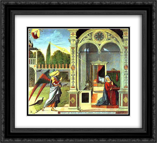 The Annunciation 22x20 Black Ornate Wood Framed Art Print Poster with Double Matting by Carpaccio, Vittore