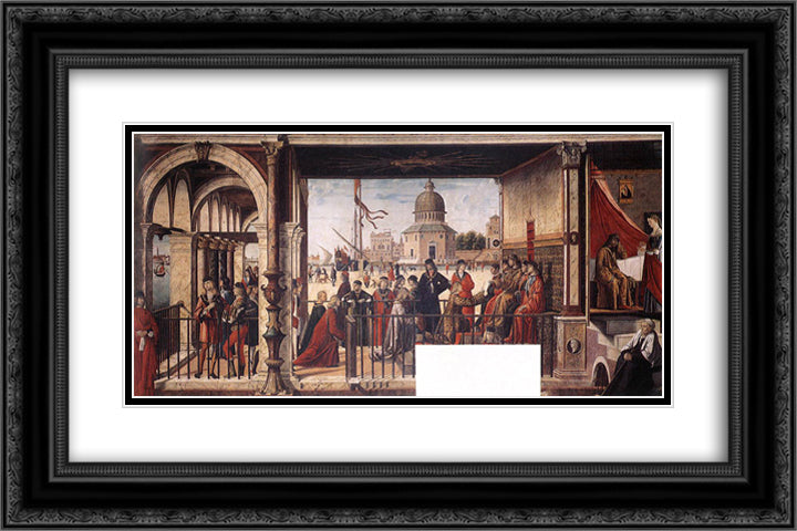 The Arrival of the English Ambassadors 24x16 Black Ornate Wood Framed Art Print Poster with Double Matting by Carpaccio, Vittore