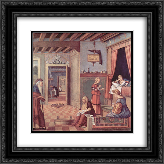 The Birth of the Virgin 20x20 Black Ornate Wood Framed Art Print Poster with Double Matting by Carpaccio, Vittore