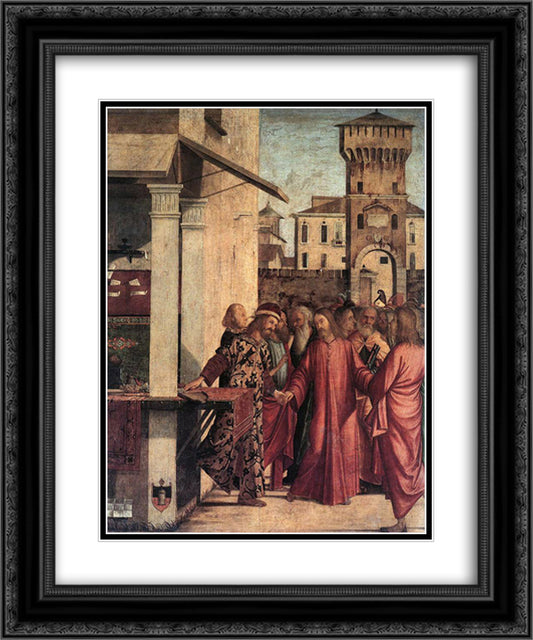 The Calling of St. Matthew 20x24 Black Ornate Wood Framed Art Print Poster with Double Matting by Carpaccio, Vittore