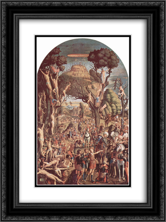 The Crucifixion and the Glorification the Ten Thousand Martyrs on Mount Ararat 18x24 Black Ornate Wood Framed Art Print Poster with Double Matting by Carpaccio, Vittore