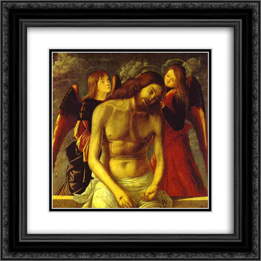 The Dead Christ Supported by Angels. 20x20 Black Ornate Wood Framed Art Print Poster with Double Matting by Carpaccio, Vittore