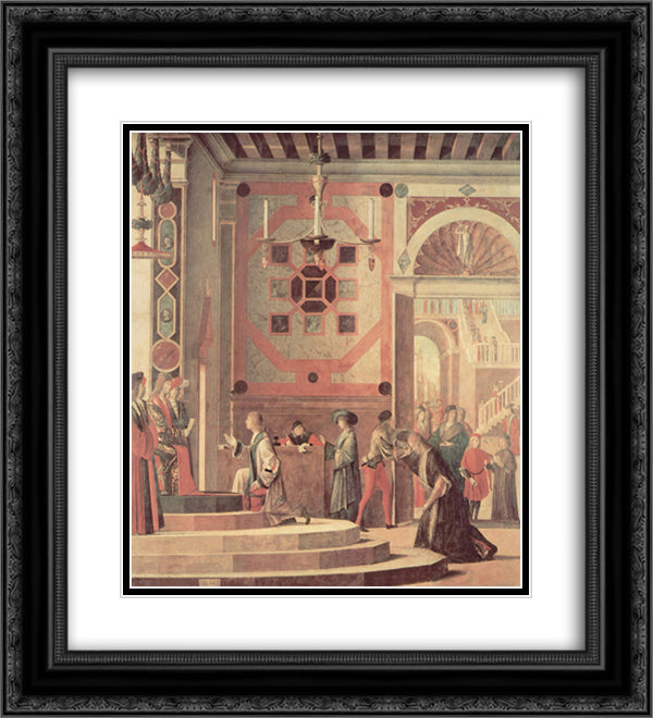 The Departure of the English Ambassadors 20x22 Black Ornate Wood Framed Art Print Poster with Double Matting by Carpaccio, Vittore