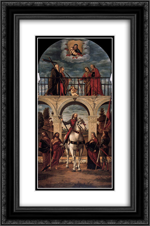 The Glory of St. Vidal 16x24 Black Ornate Wood Framed Art Print Poster with Double Matting by Carpaccio, Vittore