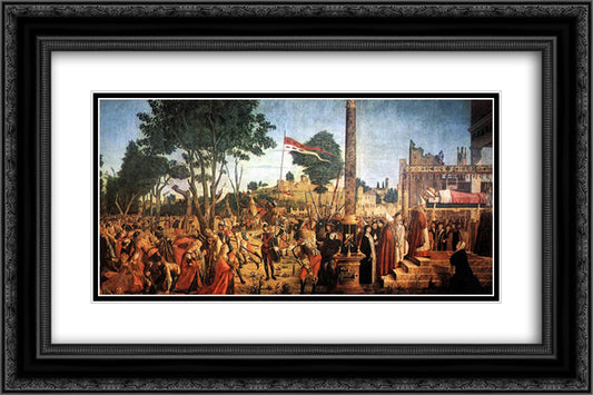 The Martyrdom of the Pilgrims and the Funeral of St. Ursula, from the St. Ursula Cycle, 1490-94 24x16 Black Ornate Wood Framed Art Print Poster with Double Matting by Carpaccio, Vittore