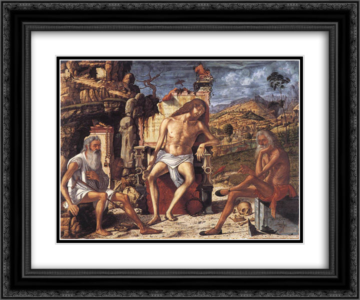 The Meditation on the Passion 24x20 Black Ornate Wood Framed Art Print Poster with Double Matting by Carpaccio, Vittore