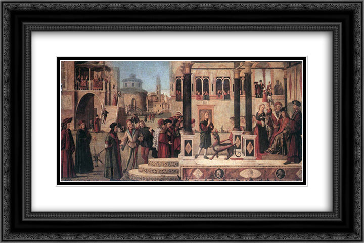 The Miracle of St. Tryphonius 24x16 Black Ornate Wood Framed Art Print Poster with Double Matting by Carpaccio, Vittore