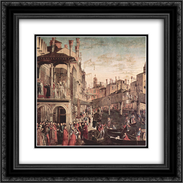 The Miracle of the Relic of the True Cross on the Rialto Bridge 20x20 Black Ornate Wood Framed Art Print Poster with Double Matting by Carpaccio, Vittore