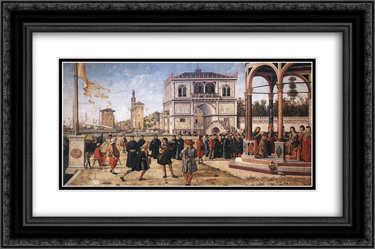 The Repatriation of the English Ambassadors 24x16 Black Ornate Wood Framed Art Print Poster with Double Matting by Carpaccio, Vittore