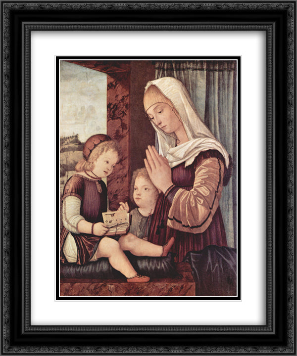 Virgin Mary and John the Baptist, praying to the child Christ 20x24 Black Ornate Wood Framed Art Print Poster with Double Matting by Carpaccio, Vittore