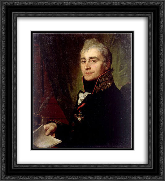 Alexander Fedoseevich Bestuzhev 20x22 Black Ornate Wood Framed Art Print Poster with Double Matting by Borovikovsky, Vladimir
