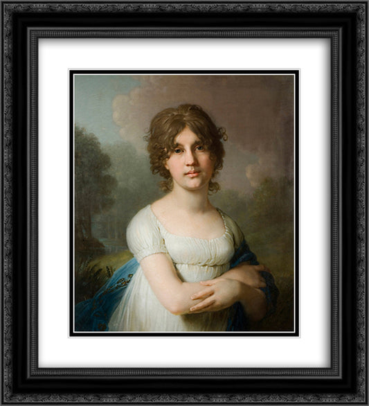 Catherine Gavrilovna Gagarina 20x22 Black Ornate Wood Framed Art Print Poster with Double Matting by Borovikovsky, Vladimir