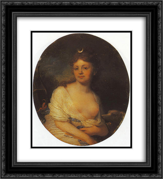 Countess Ekaterina Riboper 20x22 Black Ornate Wood Framed Art Print Poster with Double Matting by Borovikovsky, Vladimir