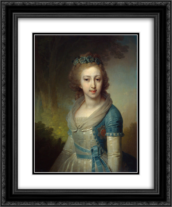 Grand Duchess Elena Pavlovna of Russia 20x24 Black Ornate Wood Framed Art Print Poster with Double Matting by Borovikovsky, Vladimir