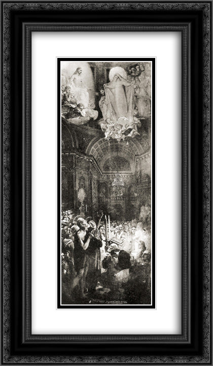 Intercession of the Blessed Virgin Mary 14x24 Black Ornate Wood Framed Art Print Poster with Double Matting by Borovikovsky, Vladimir