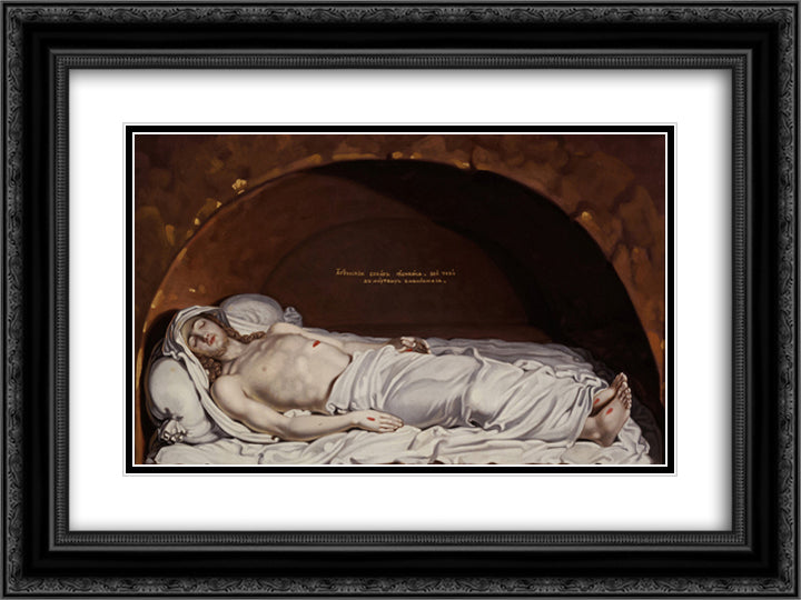 Jesus at the tomb 24x18 Black Ornate Wood Framed Art Print Poster with Double Matting by Borovikovsky, Vladimir