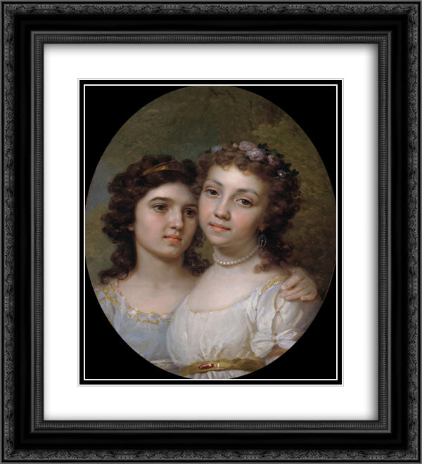 Lizanka and Dashenka 20x22 Black Ornate Wood Framed Art Print Poster with Double Matting by Borovikovsky, Vladimir